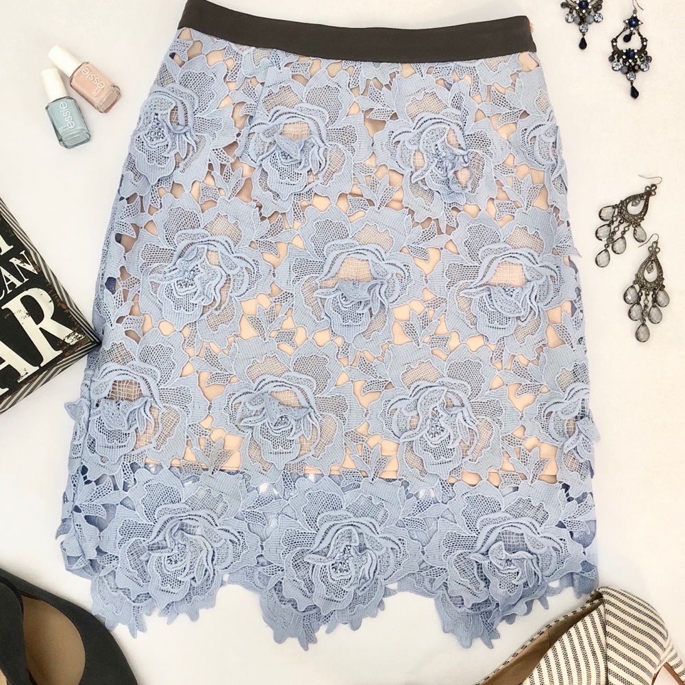 DO+BE Crochet Appliqué Midi Skirt Sz. Small